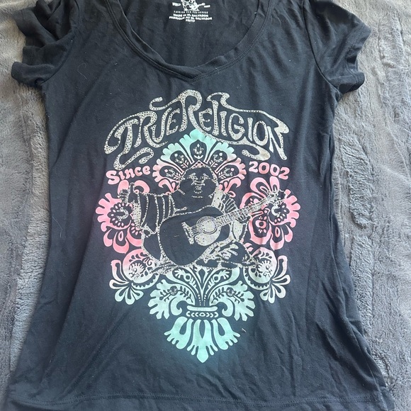 True Religion Black Tee with Colorful Graphic - Picture 1 of 6